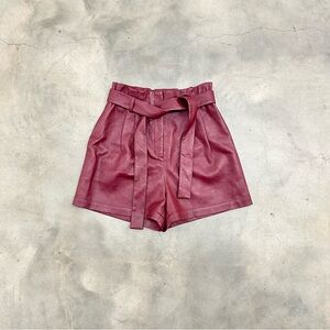 BCBGMaxAzria High Waist Burgundy Leather Shorts